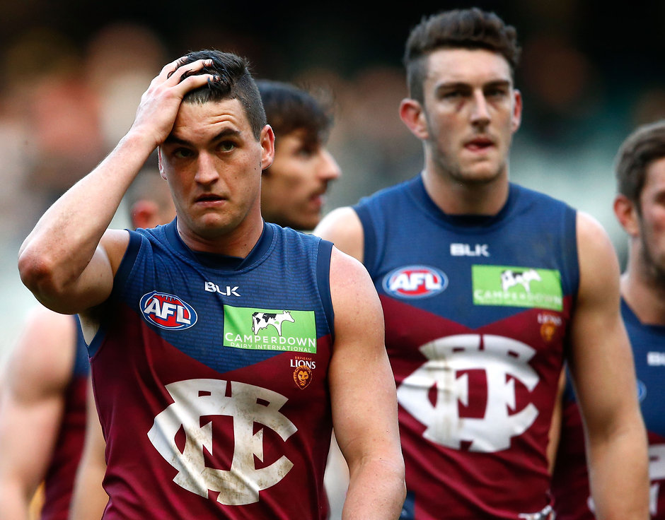 AFL 2016 Rd 14 - Richmond v Brisbane MELBOURNE, AUSTRALIA - JUNE 25: Tom Rockliff of the Lions looks dejected after a loss during the 2016 AFL Round 14 match between the Richmond Tigers and the Brisbane Lions at the Melbourne Cricket Ground on June 25, 2016 in Melbourne, Australia. (Photo by Adam Trafford/AFL Media)